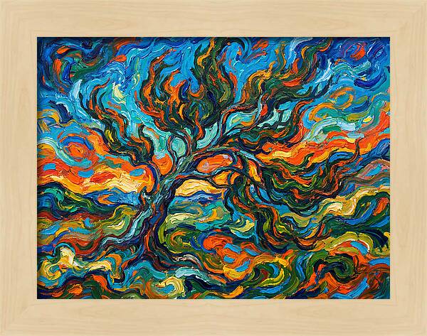 Cypress Tree In Vibrant Swirls