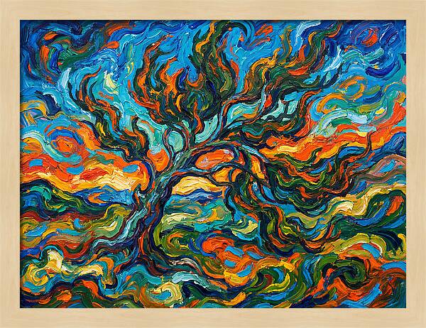 Cypress Tree In Vibrant Swirls