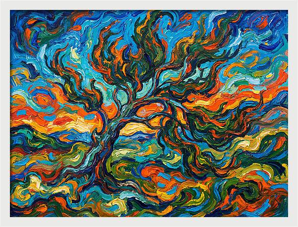 Cypress Tree In Vibrant Swirls