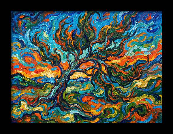 Cypress Tree In Vibrant Swirls