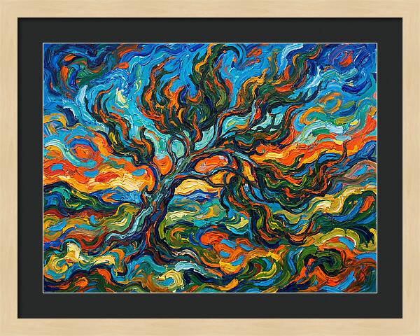 Cypress Tree In Vibrant Swirls