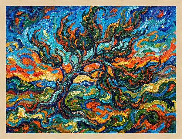 Cypress Tree In Vibrant Swirls