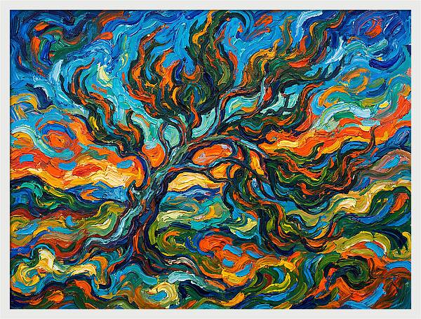 Cypress Tree In Vibrant Swirls