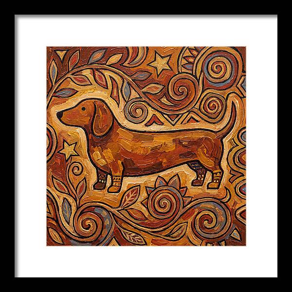 Dachshund In Folk Art Style