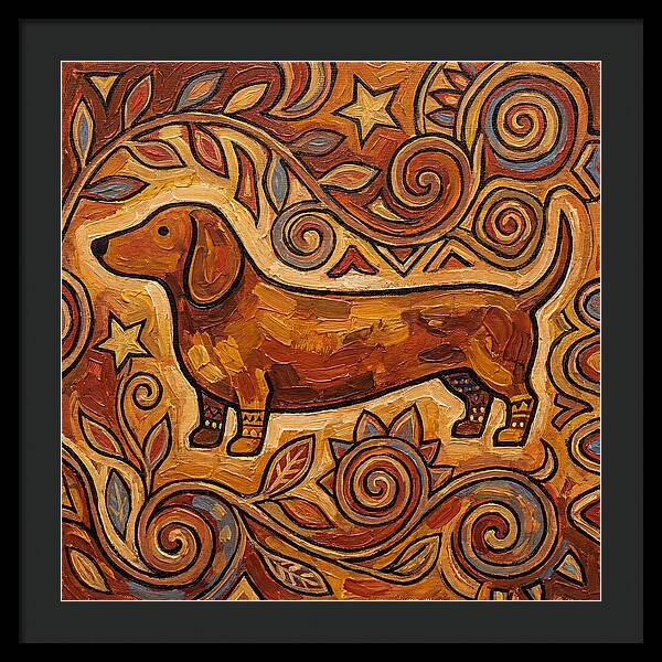 Dachshund In Folk Art Style