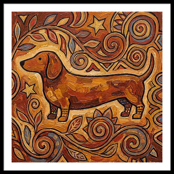 Dachshund In Folk Art Style