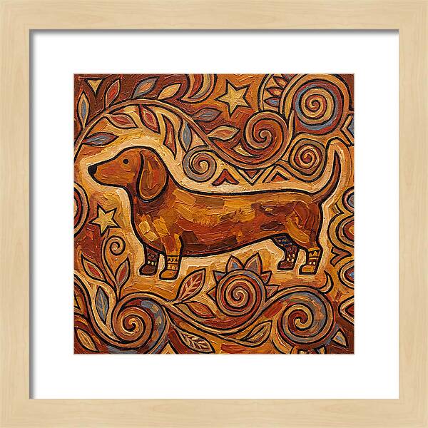 Dachshund In Folk Art Style