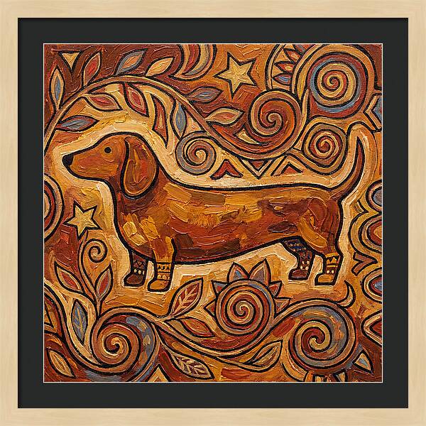 Dachshund In Folk Art Style