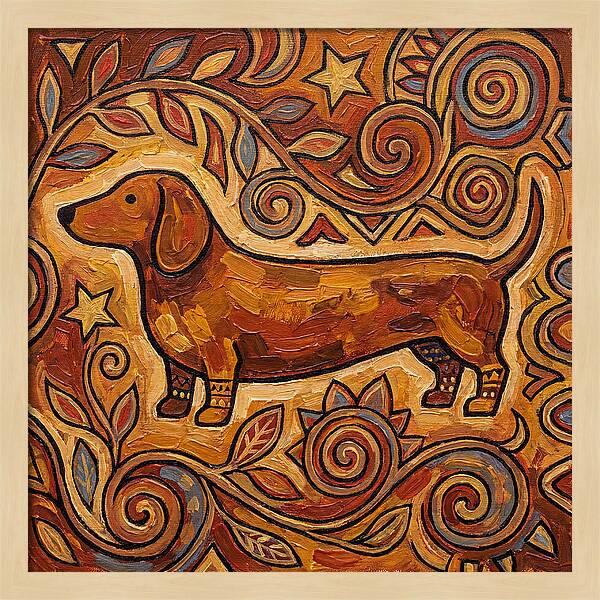 Dachshund In Folk Art Style