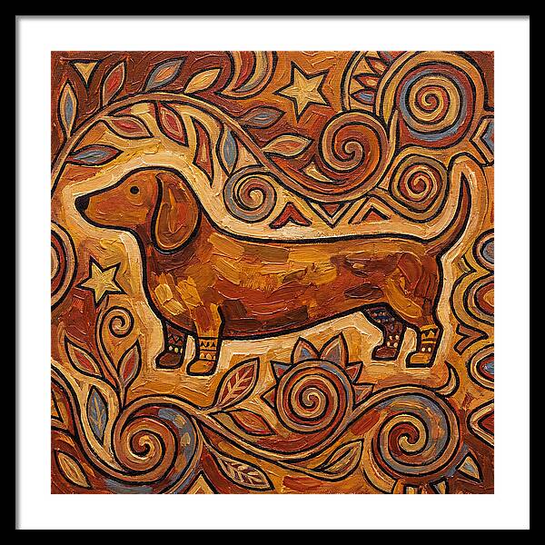 Dachshund In Folk Art Style