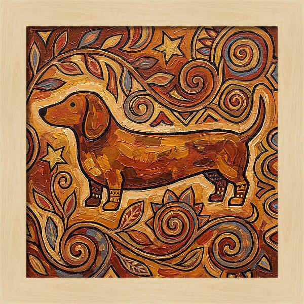 Dachshund In Folk Art Style