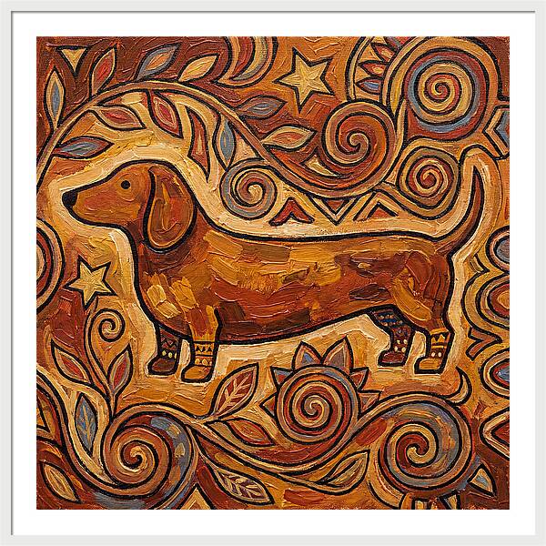 Dachshund In Folk Art Style