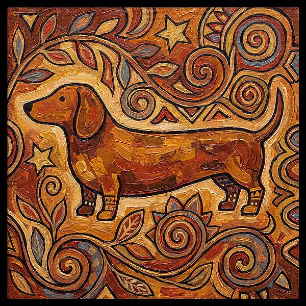 Dachshund In Folk Art Style