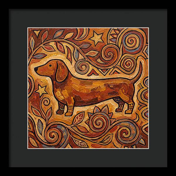 Dachshund In Folk Art Style