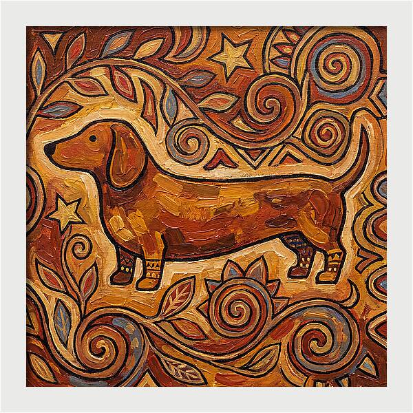 Dachshund In Folk Art Style