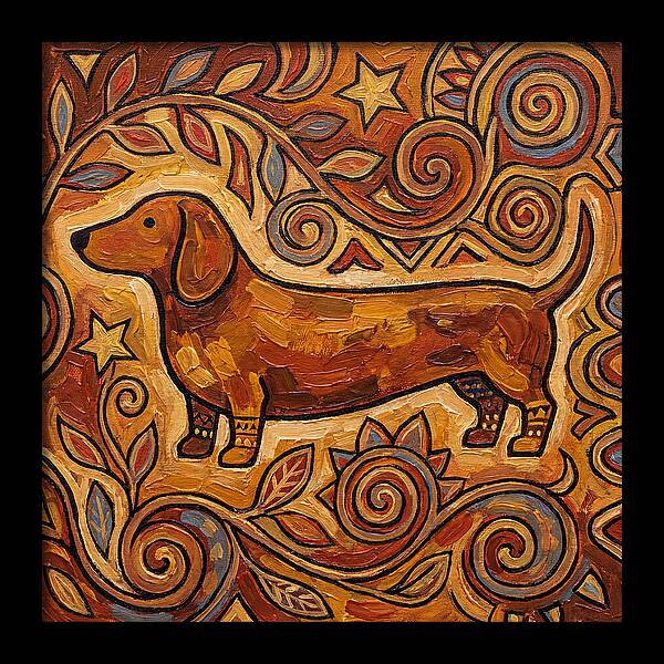 Dachshund In Folk Art Style