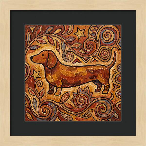 Dachshund In Folk Art Style