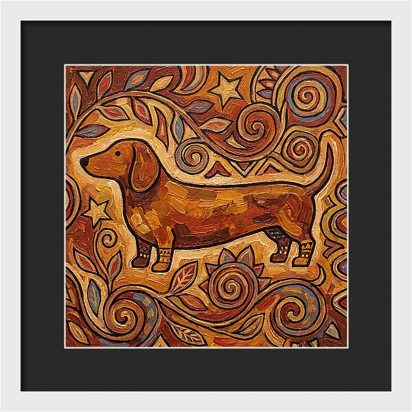 Dachshund In Folk Art Style
