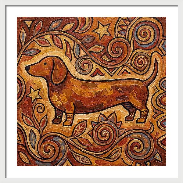 Dachshund In Folk Art Style