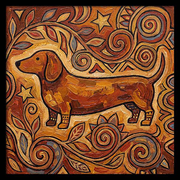Dachshund In Folk Art Style