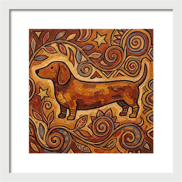 Dachshund In Folk Art Style