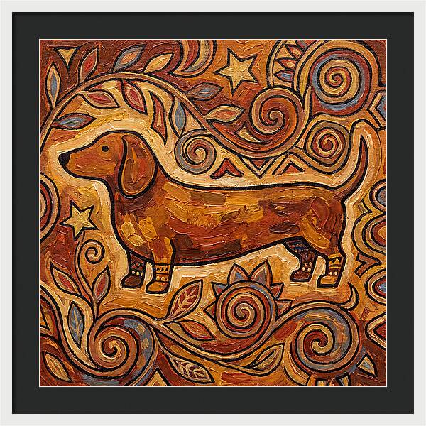 Dachshund In Folk Art Style