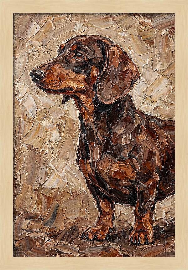 Dachshund In Palette Knife Style
