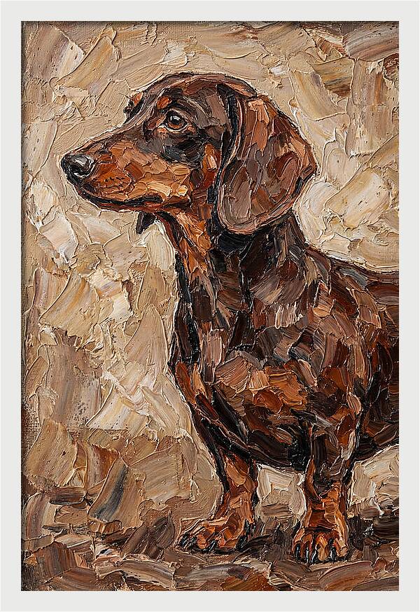 Dachshund In Palette Knife Style