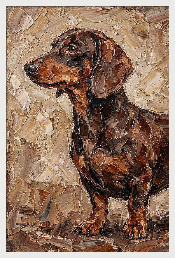 Dachshund In Palette Knife Style