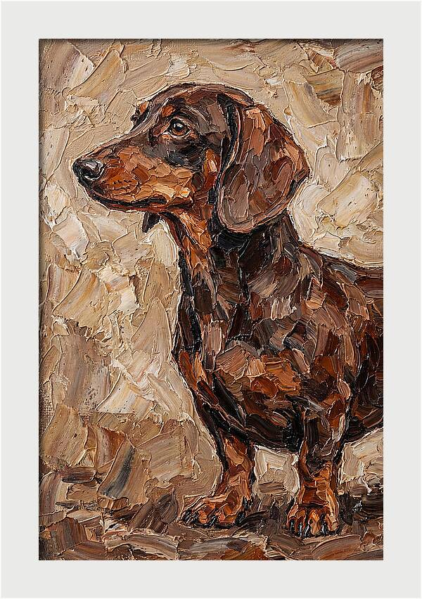 Dachshund In Palette Knife Style