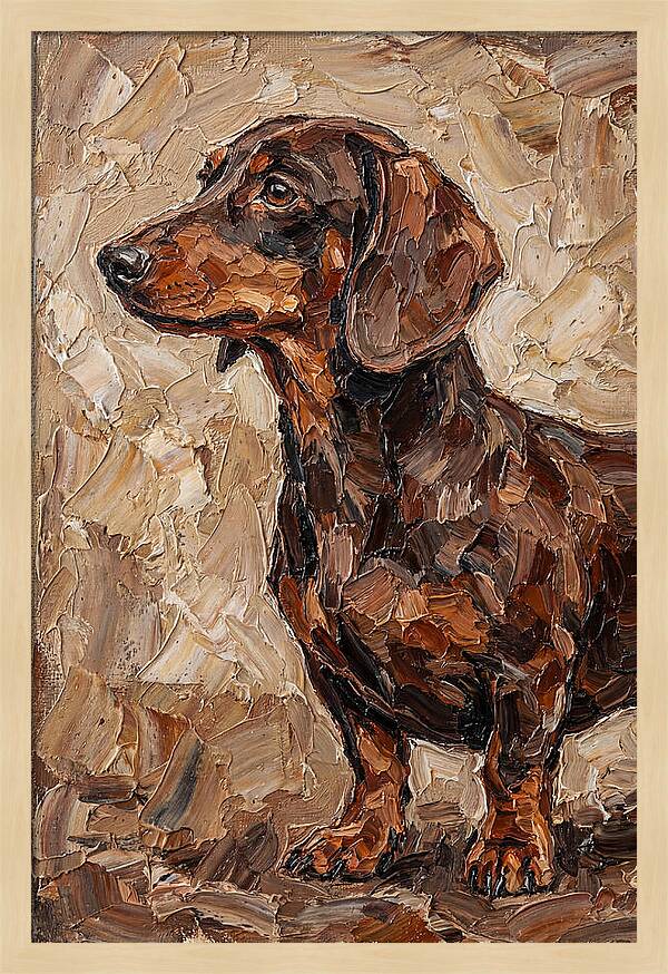 Dachshund In Palette Knife Style