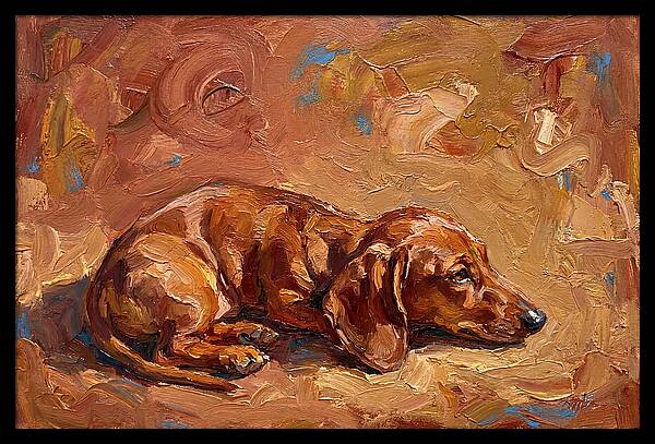 Dachshund Relaxing In Warm Tones