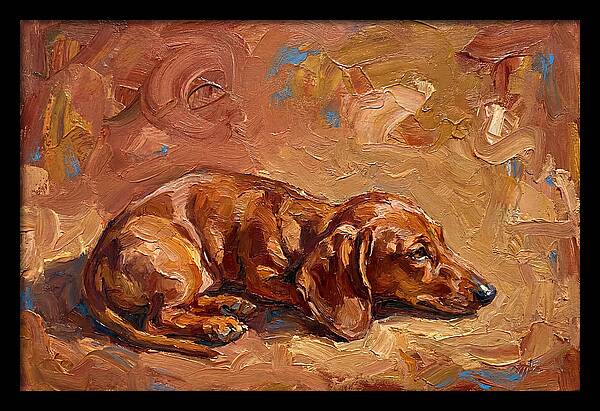 Dachshund Relaxing In Warm Tones