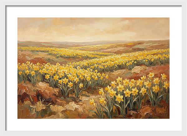 Daffodil Field Under Sunny Skies