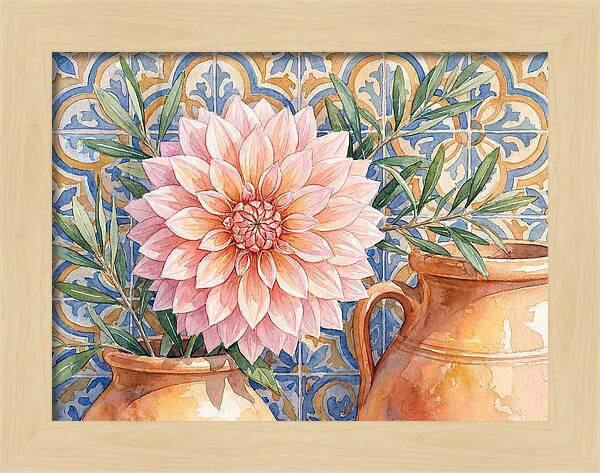 Dahlia Against Mediterranean Tiles