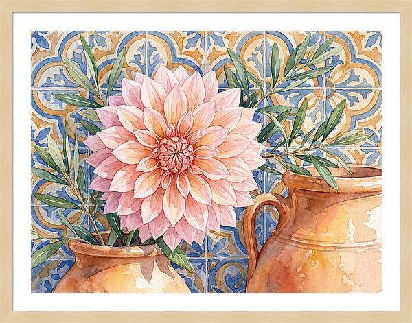 Dahlia Against Mediterranean Tiles