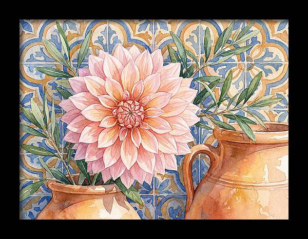 Dahlia Against Mediterranean Tiles