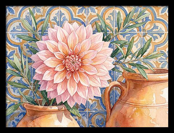 Dahlia Against Mediterranean Tiles