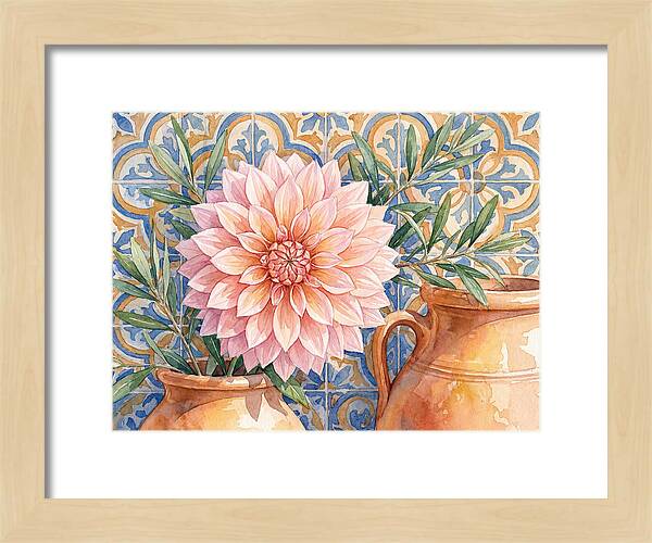 Dahlia Against Mediterranean Tiles