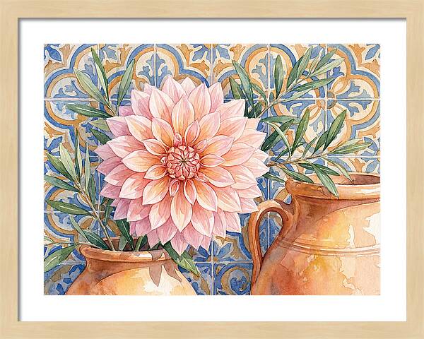 Dahlia Against Mediterranean Tiles