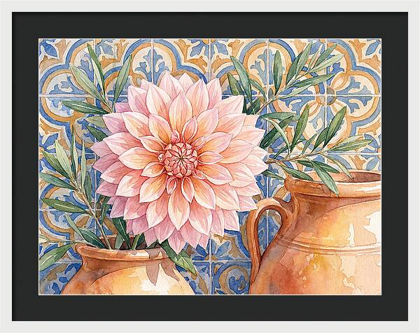 Dahlia Against Mediterranean Tiles