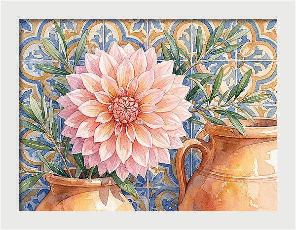 Dahlia Against Mediterranean Tiles