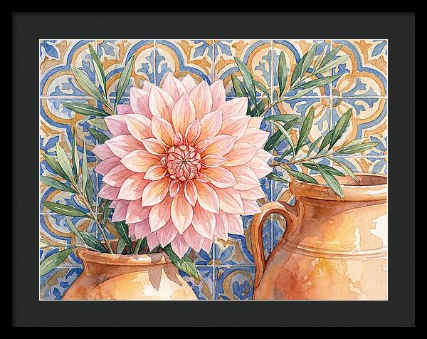 Dahlia Against Mediterranean Tiles