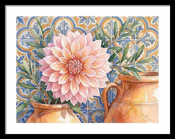 Dahlia Against Mediterranean Tiles