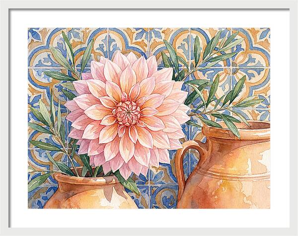 Dahlia Against Mediterranean Tiles
