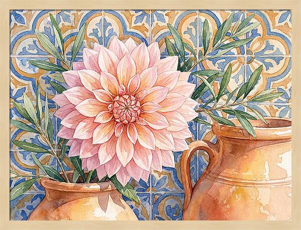 Dahlia Against Mediterranean Tiles
