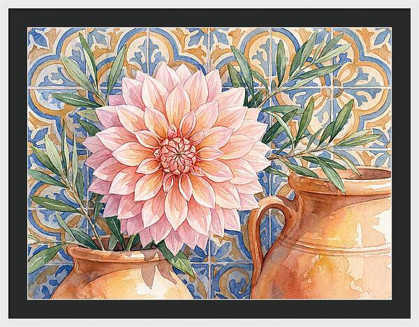 Dahlia Against Mediterranean Tiles