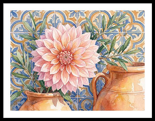 Dahlia Against Mediterranean Tiles