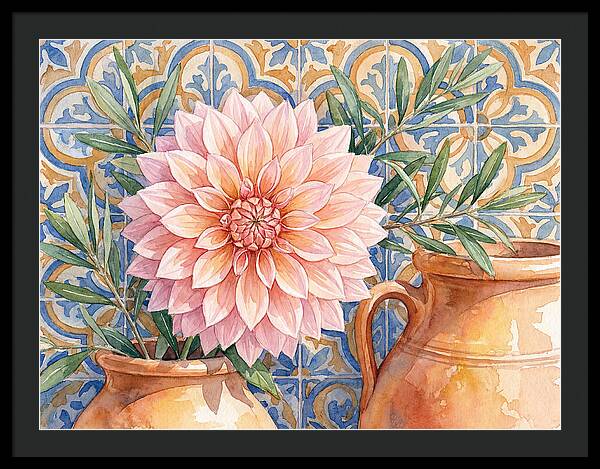 Dahlia Against Mediterranean Tiles