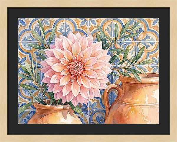 Dahlia Against Mediterranean Tiles